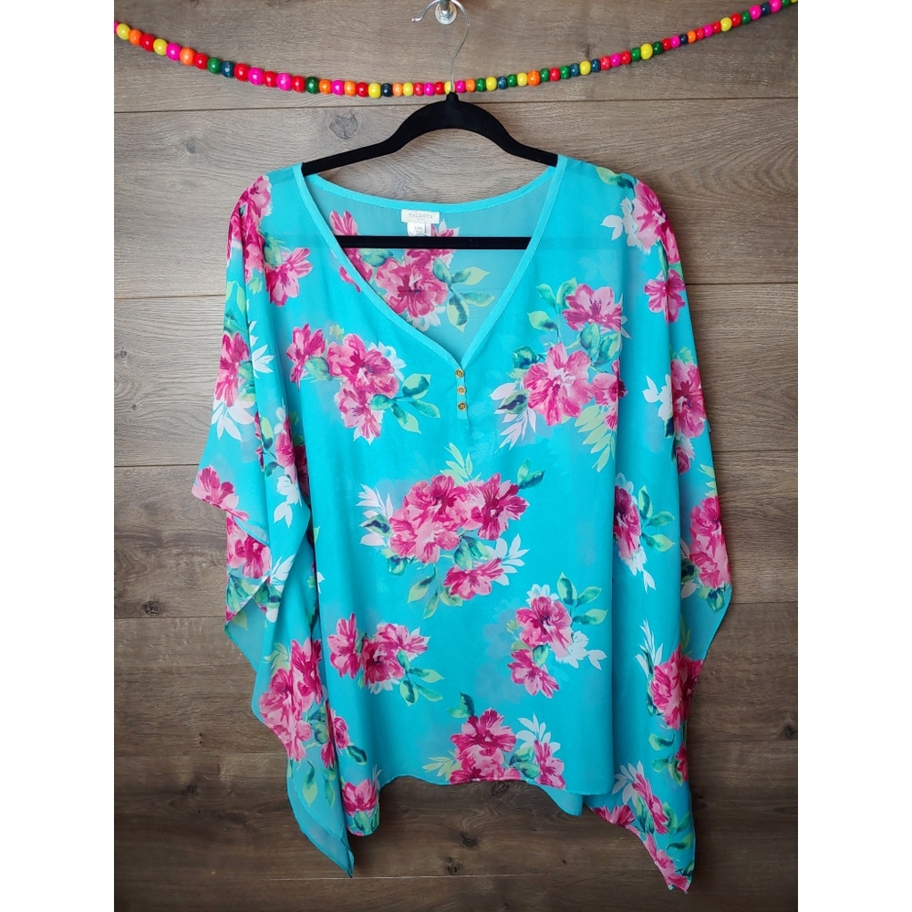 Talbots Floral Sheer Poncho Top